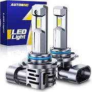 AUTOONE Upgraded 9006 LED Light Bulb, 700% Brighter HB4 Fog Light Lamps with Turbofan, 6500K Cool White, 1:1 Mini Size Halogen Bulbs, Pack of 2