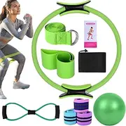 Lunaobrik Pilates Kit, Home Pilates Kit | Pilates Ring Kit - Multifunctional Stretch Belt, Yoga Bands, Home Equipment for Gym Training, Men, Women, Adults