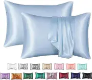 Silk Pillowcase 2 Pack, 100% Mulberry Silk Pillowcase For Hair And Skin,thread Count Silk Pillow-lian 20 X 30 Blue