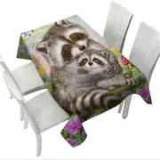 Cute Wildlife Animal Art Adorable Raccoons Tablecloth
