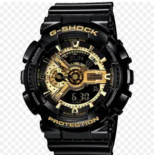 Casio G-SHOCK  限量配色機械風 指針雙顯運動錶-黑金 GA-110GB-1A