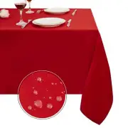 Obstal 210GSM Rectangle Red Tablecloth Christmas Decorations Table Cloth Wate...