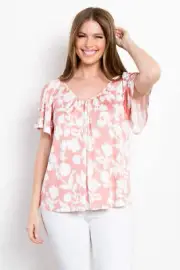 Be Stage Full Size Floral Cold Shoulder Top for Summer