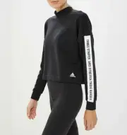 Womens Adidas Sweatshirt Black Adidas Three Stripes Cropped Pullover NEW