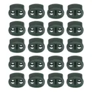 0.7x0.8" Cord Locks, 30 Pack Double Hole Spring End Toggle Stopper, Dark Green