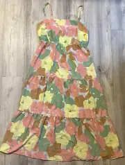 $149 Social Standard Sanctuary Women Size L Pink Floral Smocked Midi Sundress