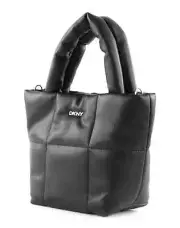 DKNY Mini Tote Crossbody black fauxs leather Phone and zip-Pockets Hand-Bag NWT