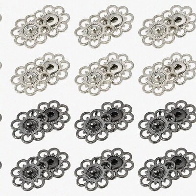 Vintage Bloom Snap Buttons: 20 Sets of 1" Alloy Flower Fasteners in 2 Assorted C