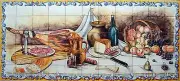Tiles ceramic STILL LIFE wine handpainted azulejo pintado a mano 30x66" bodegón