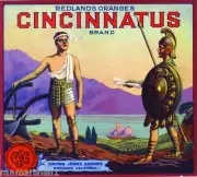 Redlands Lucius Cincinnatus Roman Rome Orange Citrus Fruit Crate Label Print