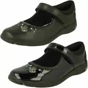 Girls Clarks Shell Detailed School Shoes - Sea Shimmer