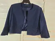 Preston and York, Size 16, dark blue short suit jacket with embroidery