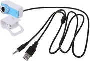 USB Clip 50.0 Pixel Webcam Web Cam Camera with MIC Blue White for PC Laptop