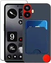 Covthch Compatible with CMF Phone 1 Case with Screen Protector CMF Phone 1 Phone Case Nothing CMF Phone 1 2024 6.67" Case Cover [Wallet Cover with Credit Card Holder Silicone Rubber Slim Thin] -Blue