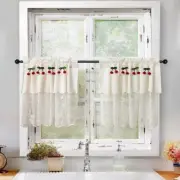 Exquisite Cherry Valance Lace Tulle ShortCurtain Double Layer FloralVoileCurtain