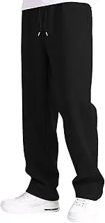 [Generic] Mens Baggy Sweatpants Fleece Straight Leg Casual Pants Drawstring Elastic Waist Open Bottom Athletic Joggers Pants