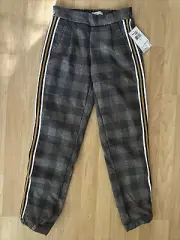 HARMONY & HAVOC Size 0 NWT Pull On Jogger Plaid Pants Side Striped Inseam 28”
