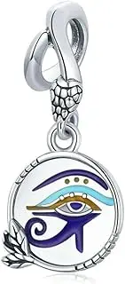 [Generic] Egyptian Evil Eye Dangle Charm Protection Genuine 925 Sterling Silver Compatible With Bracelet