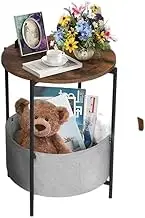 Coffee Table Wood Round Table Small Coffee Table Storage Small Round Table 2-Layer Living Room Bedroom Corner Bedside Table Center Table for Living Room Furniture