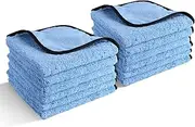 TAHOE TRAILS Bust-HOP Microfiber Towels for Cars, Car Drying Wash Detailing Buffing Polishing Towel with Silk Edgeless Microfiber Cloth, 16x16 in. Pack of 12