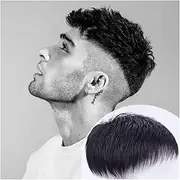 Mens Wig Hair Short Synthetic Wigs for Young Men Black Straight Hair Wig Breathable 13×14CM Men Toupee Clip in Hair Extensions for Balding Sparse Hair Style Mens Toupee