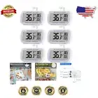 Temperature-Safe 6-Pack LCD Fridge Thermometer - Accurate, Durable, and Portable