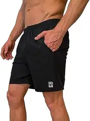 [MudGear] Freestyle Running Shorts for Men - 7" Inseam, Zipper Pocket - Black and Gray