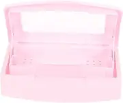 Baluue Box Thermometer Disinfection Box Remover Tweezers Bag LED Nail Lamp Fingernail Pallets Lint Kit Tray Dazzle Gels Polishes Rechargeable Nail File Collector Press Tool Pink Plastic
