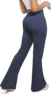 [Cosmolle] Flare Leggings, Bootcut Yoga Pants with Elastic Waistband, High-Waisted and Wide Leg with Pockets