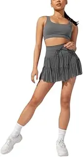 [MOLERFO] Mini Skirts Drawstring Kawaii Skirts with Shorts Underneath High Waisted Skirt Women's Ruffle Skirt Pleated Skirts