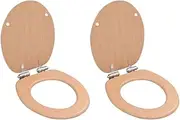 WC Toilet Seats 2 pcs with Soft Close Lids MDF Bamboo Design Toilet & Bidet Seats