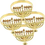 Alipis Stylish Hanukkah Menorah Napkin Rings Metal Napkin Holders for Table Decorations