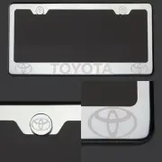 T304 Chrome Polished Toyota Laser Etched Engraved License Plate Frame Screw Cap (for: Toyota)