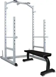 Power Cage - Power Rack - Squat Rack - Weights Bench Press + Flat Weight Bench