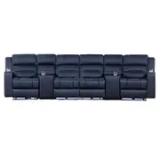 Spielberg 4 Seater Home Theatre Electric Recliner Fabric Lounge - Azure