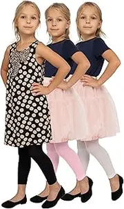 [looksy] 3-packGirls Footless Tights Ballet Opaque Thin Leggings for Little Lady 7/8 Length Fashionable Children Gymnastics School Pants Alice, set of 3 pairs