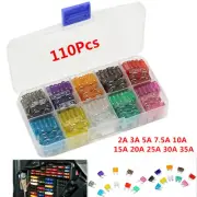 110pcs Car Auto Mini Micro Blade Fuse Box 2 3 5 7.5 10 15 20 25 30Amp Assortment