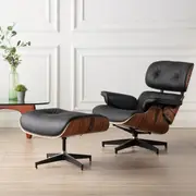 2025 Upgraded Classic Eames Replica Lounge Chair & Ottoman Set Top Grade Italy Genuine Leather Swivel Recliner Leisure Sofa-Rosewood