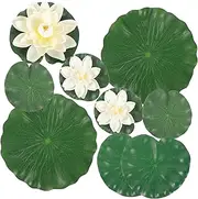 Gogogmee Aquarium Decorations Simulated Floating Lotus Fake Lily Pad Lotus Flower for Pond Pcs