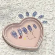 Blue Wear Medium Patch False Nails Crystal inlaid Paragraph Nail Patch Size L