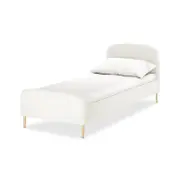 Theron Boucle Upholstered Bed Frame - Eggshell White