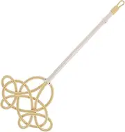 GANAZONO Carpet Duster Long Handle Tool for Rugs and Quilts Dust Removal with Imitation Rattan Design for Home Cleaning Bedrooms Living Rooms and Studies