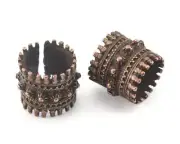 Adjustable Dotted Ring Antique Copper Plated brass (17mm 7US inner size) 3352