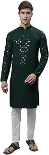 [Jompers] Mens Chikankari Embroidered Sequence Kurta Pajamas