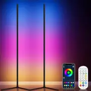 2PCS RGB Corner Floor Lamp, 64.5" RGB Color Changing Mood Light Bluetooth APP an