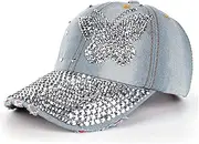 [Generic] Hat Snapback Rhinestone Hop Denim Hip Women Baseball Flat Cap Men Baseball Caps Get Well Hat