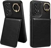 Case for Samsung A13 A04 A04S Wallet Flip Card Bag Ring Leather Case,Black,for Samsung A13 A04 A04S case