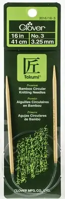 Takumi Bamboo Circular Knitting Needles 16" Size 3/3.25mm