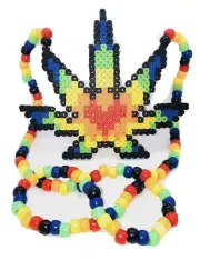 NEW WEED LEAF Kandi Perler Necklace EDM EDC Fest Rave Dance