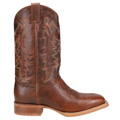 Justin Boots Carsen Embroidered Square Toe Pull On Cowboy Mens Brown Casual Boo